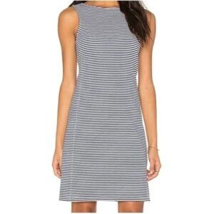 Theory Mivrill Ivory Navy Sail Stripe Coastal Nautical Sleeveless Dress Size L
